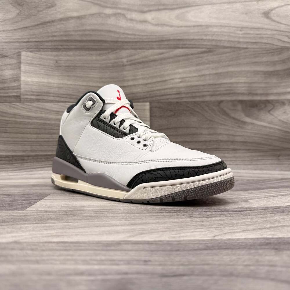 Air Jordan 3 Retro Cement Grey White Black Red Men's Shoes Size 8